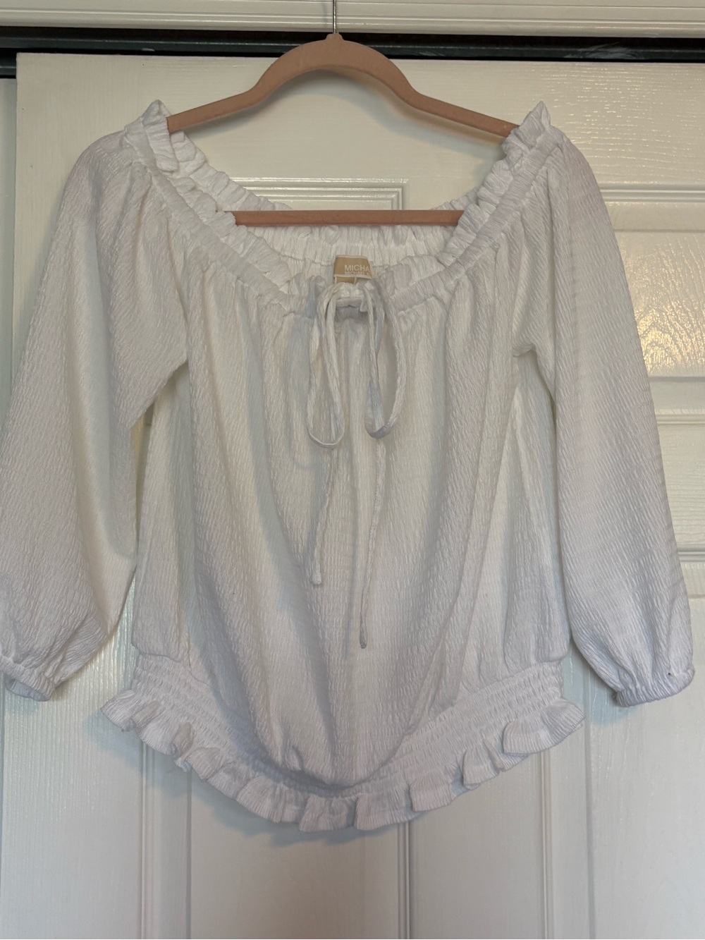 MICHAEL Michael Kors White Ruffle Off-Shoulder Blouse